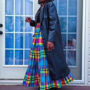 Black Genuine leather Trench Coat